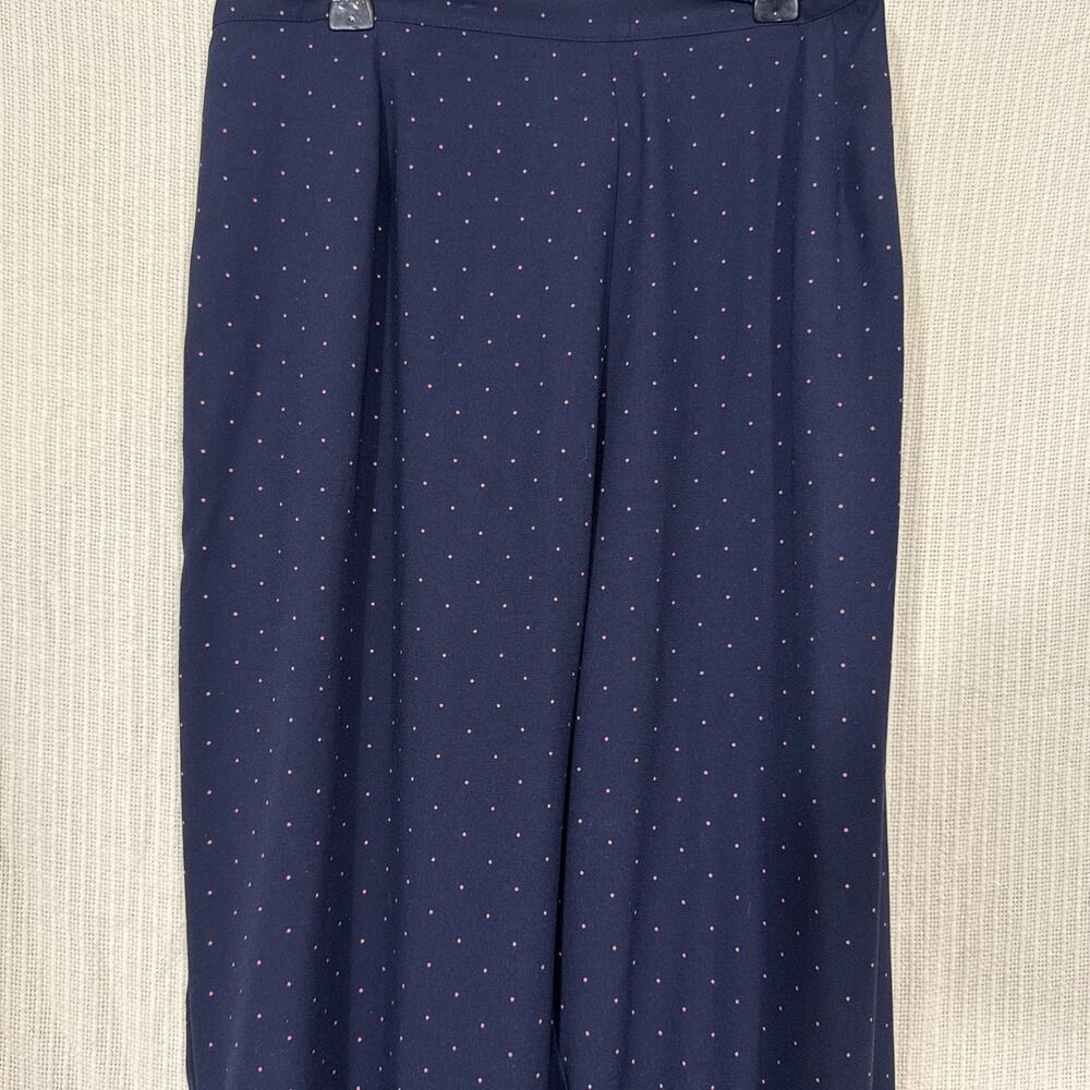Vintage Maggie Lawrence 1X Navy Polka Dot Pull On Pants Comfort Casual